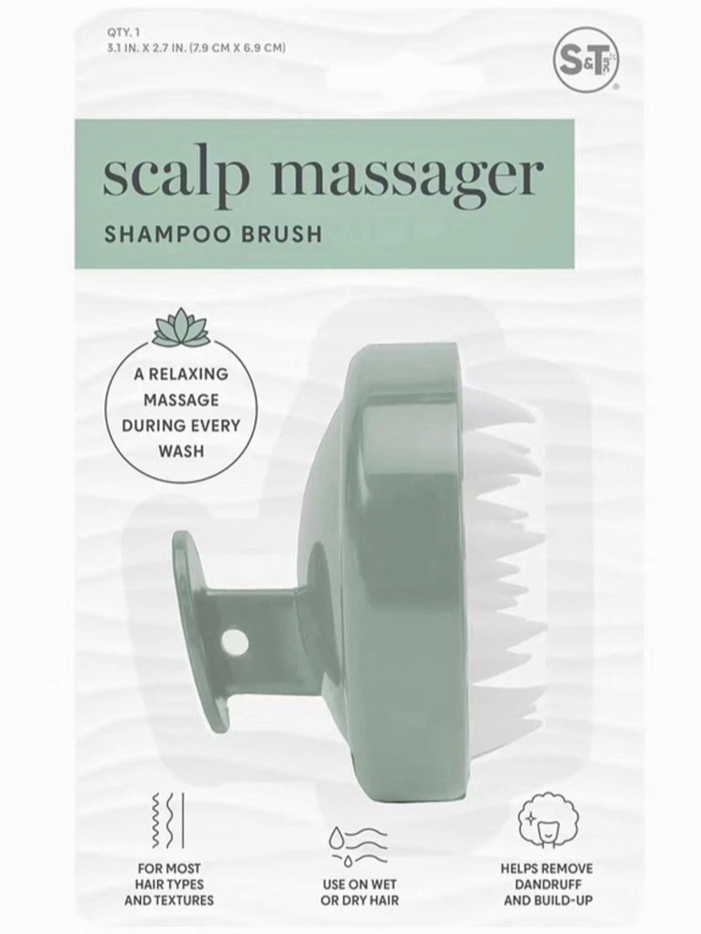 S&T Scalp Massager Shampoo Brush Green Shampoo Brush